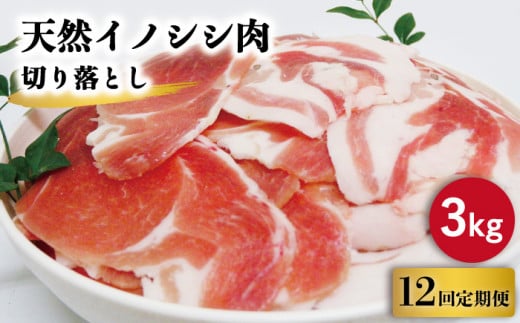 【12回定期便】ジビエ 天然イノシシ肉 切り落とし3kg（ぼたん鍋・煮込料理・野菜炒め用等）【照本食肉加工所】[OAJ027] / 猪 猪肉 いのしし肉 イノシシ イノシシ肉 ジビエ いのしし 長崎県猪 川棚町産猪 ぼたん鍋用いのしし 九州産イノシシ じびえ ジビエ ジビエ肉