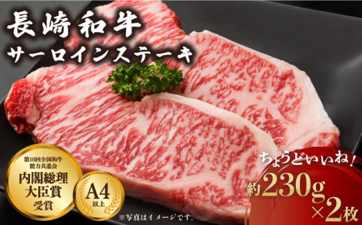 長崎和牛 サーロイン ステーキ 約230g×2枚【川下精肉店】 [OAA005] / 牛肉 冷凍 鉄板焼 長崎県産 和牛 国産牛 すてーき さーろいん にく 肉