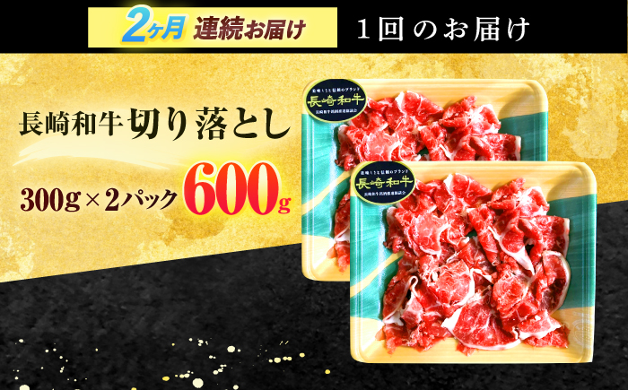 【2回定期便】長崎和牛 切り落とし 600g(300g×2)【有限会社長崎フードサービス】[OCD017] / 牛肉 国産牛 切り落とし きりおとし 牛肉切り落とし 肉じゃが 家庭用