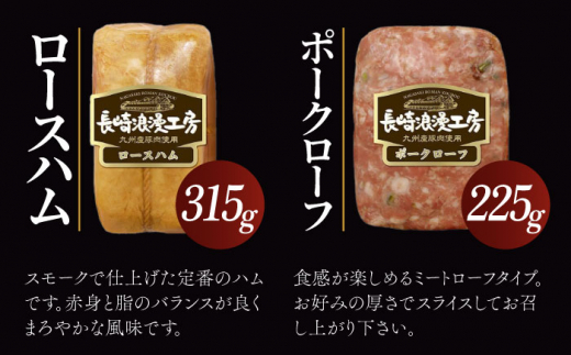 長崎浪漫工房 九州産豚肉使用ハム詰合せ 計2種 540g   [OCQ007]
