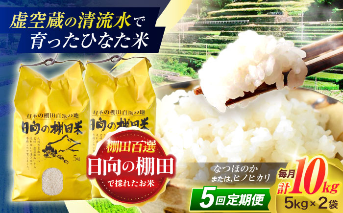 【5回定期便】虚空蔵の清流水で育った棚田米『ひなた米』 10kg (5kg ×2袋) 【木場中山間管理組合】 [OCM053]