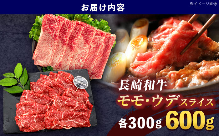 長崎和牛 すき焼き・しゃぶしゃぶ用 赤身スライス600g (モモ・ウデ 各300g)【株式会社 黒牛】 [OCE092]