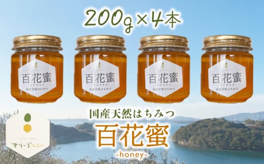 百花蜜 国産天然はちみつ 200g × 4本〈嬉しい贈答箱入り！〉【オリーブハニー】[OCG005] / はちみつ 蜂蜜 ハチミツ 百花蜜 国産はちみつ 百花蜜 長崎県産蜂蜜 川棚町ハチミツ