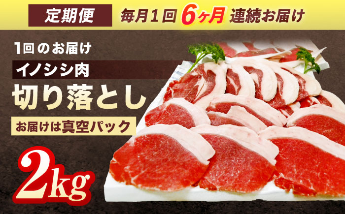 【6回定期便】ジビエ 天然イノシシ肉 切り落とし2kg（ぼたん鍋・煮込料理・野菜炒め用等）【照本食肉加工所】 [OAJ023] / 肉 猪 猪肉 イノシシ イノシシ肉 いのしし しし肉 しし鍋 ボタン鍋 ジビエ