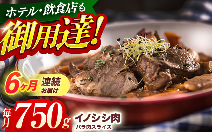 【6回定期便】ジビエ 天然イノシシ肉 バラ肉スライス 750g【照本食肉加工所】 [OAJ050] / 肉 猪 猪肉 イノシシ イノシシ肉 いのしし しし肉 しし鍋 ボタン鍋 ジビエ