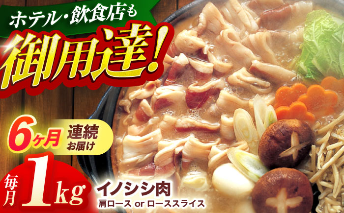 【6回定期便】ジビエ 天然イノシシ肉 肩ロース or ロース スライス1kg【照本食肉加工所】 [OAJ059] / 肉 猪 猪肉 イノシシ イノシシ肉 いのしし しし肉 しし鍋 ボタン鍋 ジビエ