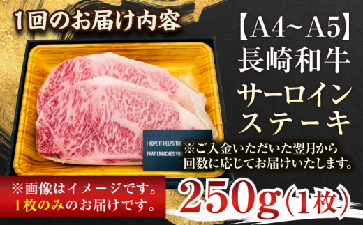 【全3回定期便】【A4〜A5】長崎和牛サーロインステーキ　250g（250g×1枚）【株式会社 MEAT PLUS】 [QBS069]