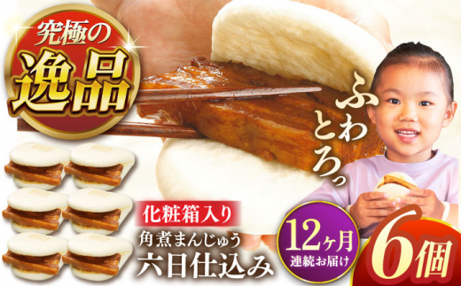 【全12回定期便】六日仕込み角煮まんじゅう6個【株式会社岩崎食品】 [QBR039]