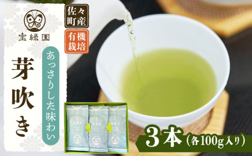 【爽やかな旨味】さざの 有機栽培茶 芽吹き 100g×3本【宝緑園】 [QAH006] お茶 有機栽培 お茶 佐々 長崎 お茶 お茶   