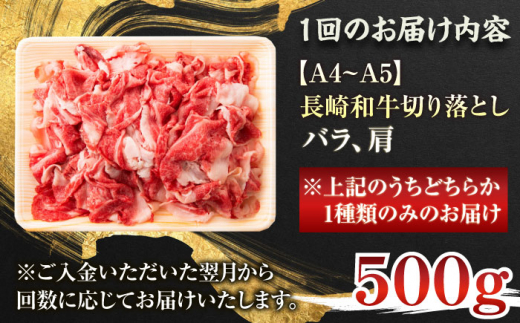 【全6回定期便】【A4〜A5】長崎和牛切り落とし　500g【株式会社 MEAT PLUS】 [QBS046]