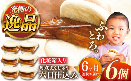 【全6回定期便】六日仕込み角煮まんじゅう6個【株式会社岩崎食品】 [QBR038]