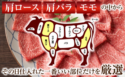 【A4〜A5】長崎和牛しゃぶしゃぶすき焼き用（肩ロース肉・肩バラ・モモ肉）400g【株式会社 MEAT PLUS】 [QBS009]