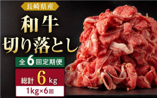 【全6回定期便】長崎県産 和牛 切り落とし 1kg(500g×2パック)  【合同会社肉のマルシン】 [QBN038]