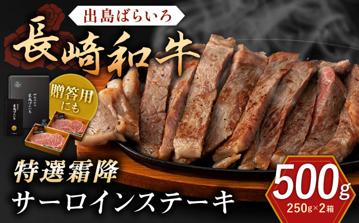長崎和牛「出島ばらいろ」特選霜降 サーロインステーキたっぷり約500g【合同会社肉のマルシン】 [QBN008]