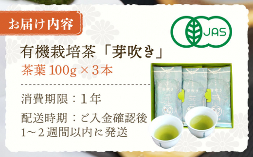 【爽やかな旨味】さざの 有機栽培茶 芽吹き 100g×3本【宝緑園】 [QAH006] お茶 有機栽培 お茶 佐々 長崎 お茶 お茶   