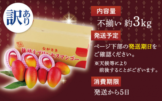 【訳あり】【心地よい至福の果肉感！】完熟プレミアム プリンセスマンゴー 不揃い3000g【堀内フルーツファーム】 [QAT015]