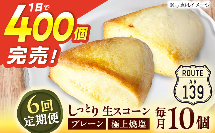 【全6回定期便】【卵不使用！】生スコーン プレーン・極上焼塩 2種10個セット [QBZ007]