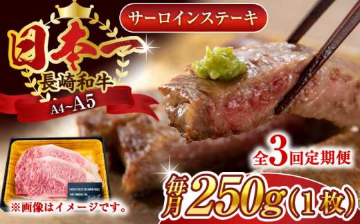 【全3回定期便】【A4〜A5】長崎和牛サーロインステーキ　250g（250g×1枚）【株式会社 MEAT PLUS】 [QBS069]