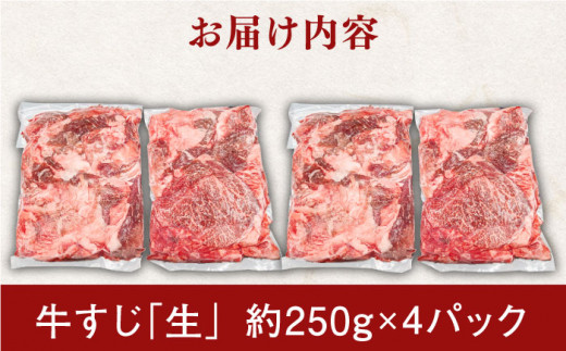 【長崎和牛】牛すじ「生」 約1.0kg（250g×4パック）【肉のあいかわ】 [QAA007]