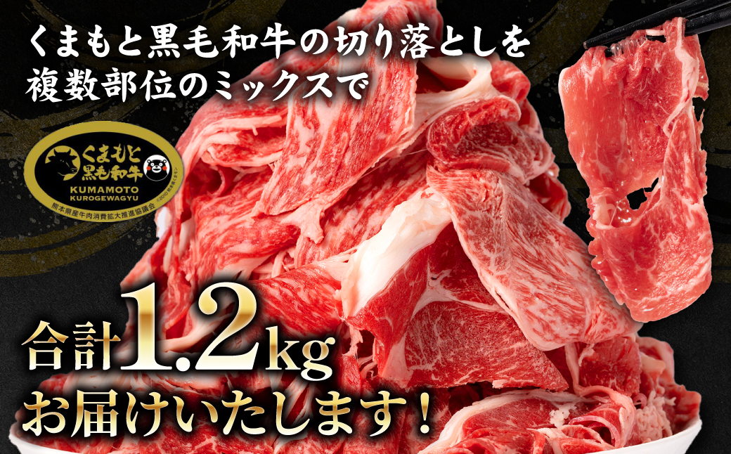 【訳あり】 くまもと黒毛和牛 切り落とし 1.2kg 毎月数量限定 ミックス 牛肉