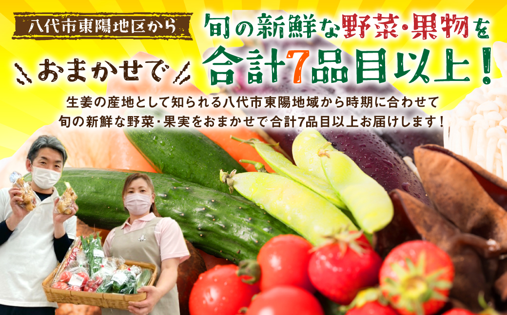 【2ヶ月に1回お届け】【定期便3回】八代市産！旬の農産物詰合せ 復興 福袋 7品以上