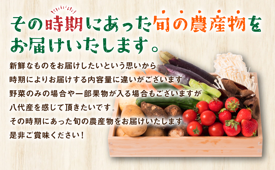 【2ヶ月に1回お届け】【定期便3回】八代市産！旬の農産物詰合せ 復興 福袋 7品以上