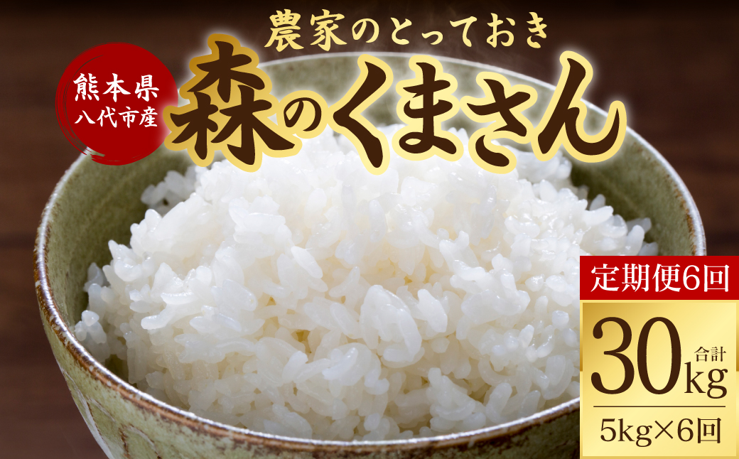 【定期便6回】 【令和7年産】 熊本県八代市産 森のくまさん 農家のとっておき 5kg×6回 米 お米 精米  国産 白米 ごはん ご飯
