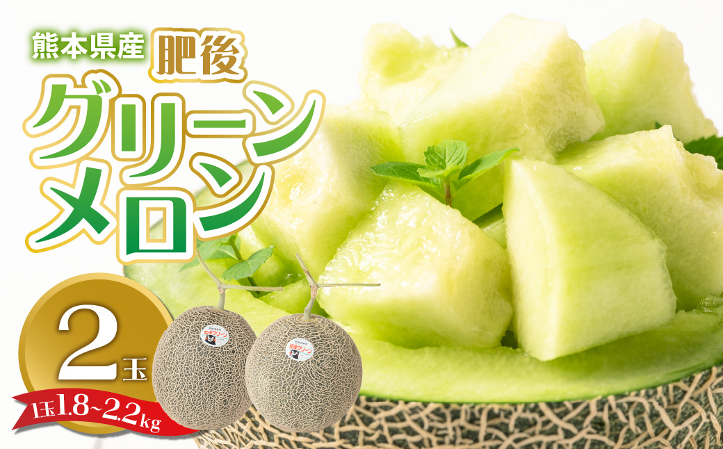 【先行予約】熊本県産 肥後グリーンメロン 2玉 (1玉1.8kg～2.2kg) メロン 果物 フルーツ【2024年6月上旬より順次発送】