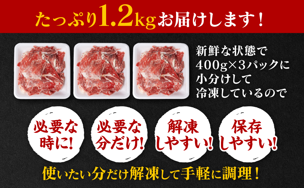 【訳あり】 氷温(R)熟成 熊本県産 牛肉 切り落とし 1.2kg 氷温熟成