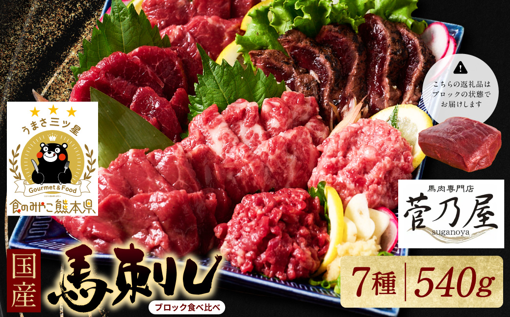★旅サラダで紹介されました★ 馬刺し部位堪能 7種食べ比べセット（シモフリ・ロース・赤身・ヒレ・タタキ・桜うまトロ・桜ユッケ）専用タレ付き 馬肉 ブロック 冷凍 個装 パック 詰め合わせ