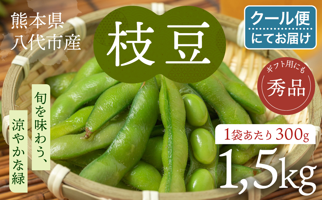 【先行予約】 熊本県八代市産 枝豆 1.5kg えだまめ エダマメ 茶豆 産地直送 おつまみ 野菜 お弁当 豆 まめ 旬 熊本県 八代市 【2026年7月上旬より順次発送】