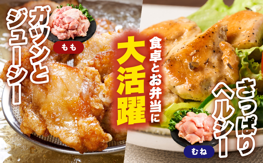 九州産 若鶏 もも むね 切身 セット 合計4.8kg 各2.4kg （300g×8袋） 肉 国産 鶏肉 とり肉 鶏もも肉 鳥もも肉 鶏むね肉 鳥むね肉 弁当 小分け パック 唐揚げ サラダチキン おかず 冷凍