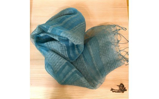 八代市産 藍の生葉染 シルク 100% スカーフ 
