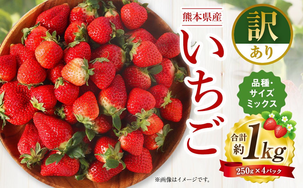 【2023年2月発送開始】熊本県産 訳あり いちご 合計 1kg (250g×4) 苺 イチゴ