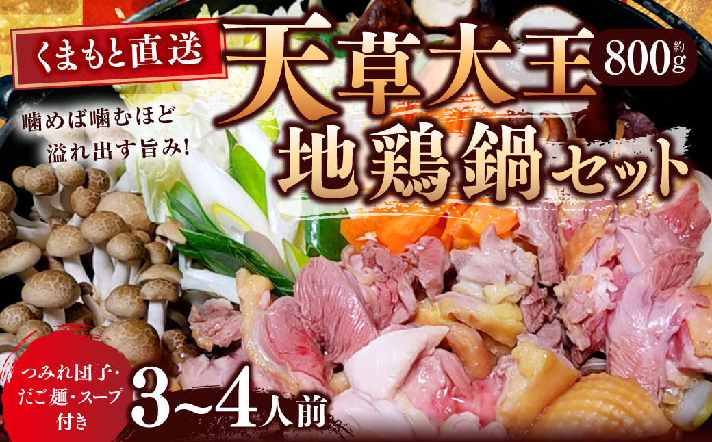 【くまもと直送】 天草大王 地鶏鍋 セット （3～4人前） 地鶏 鶏肉 とり肉 鍋 鍋セット 鶏 国産 熊本 冷凍