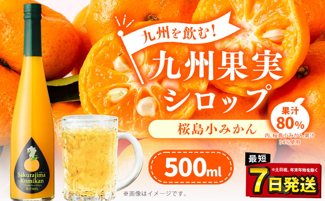 「年内発送」九州を飲む！九州果実 シロップ 桜島小みかん 500ml 1本 約25杯分 みかん フルーツ 果物 ジュース