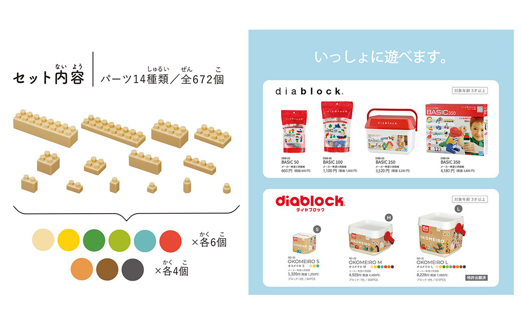 OKOMEIRO【オコメイロ】L 米 非食用米 ライスレジン おもちゃ ダイヤブロック 子供用