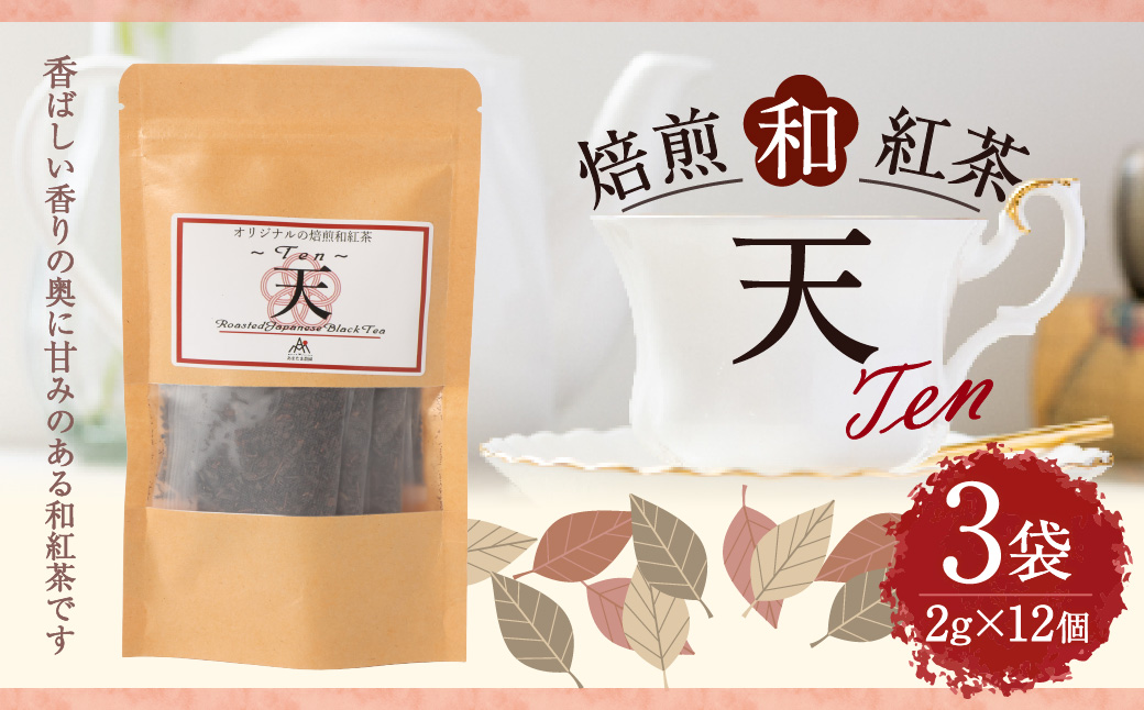 焙煎和紅茶 〜 Ten 〜 天 3個 セット 2gx12個入×3袋 計72g 紅茶 和紅茶 ティーパック 国産 熊本県 水俣市