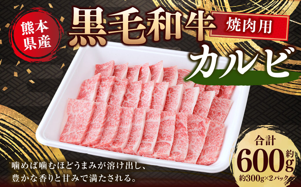 熊本県産 黒毛和牛 焼き肉用 カルビ 約600g （約300g×2） 国産 熊本 和牛 牛肉 牛 肉 焼き肉 焼肉 お肉 冷凍