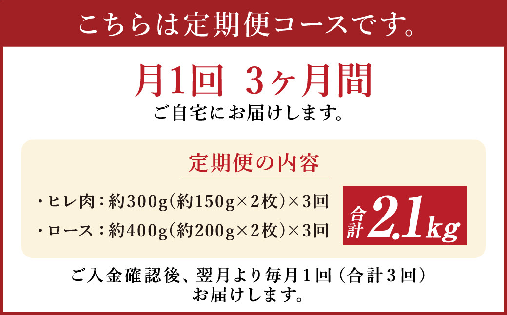 【3ヶ月定期便】 あか牛 ヒレ ステーキ 約300g・ ロース ステーキ 約400g 合計約700g×3回 食べ比べ 国産 牛肉