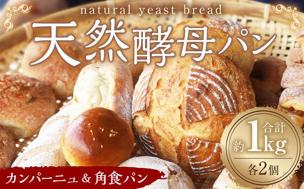 天然酵母 パン ( カンパーニュ / 角食パン 1斤 ) 各2 計約1kg 食パン フランスパン