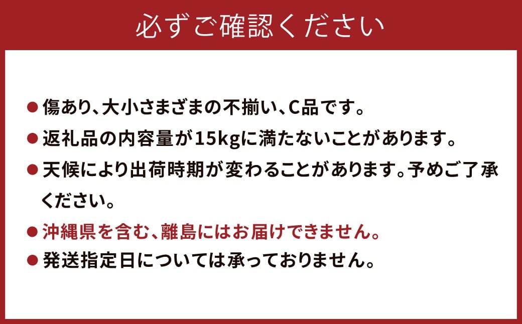 農家の休憩デコ 訳あり（C品 15kg）果物 くだもの フルーツ 柑橘【2026年2月下旬-6月下旬発送】