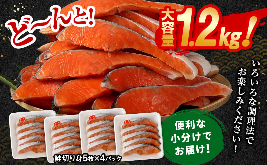 【3ヶ月定期便】鮭 切り身 20枚 ( 約1.2kg×3回 ) 計約 3.6kg サーモン