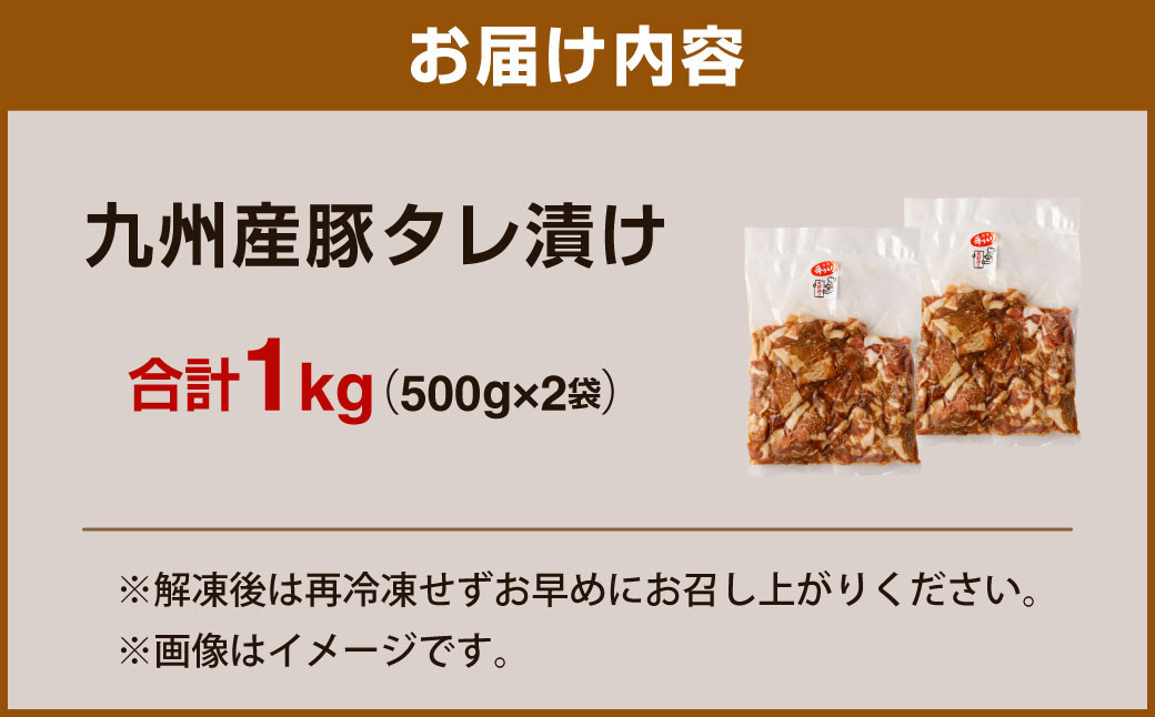 九州産豚 タレ漬け 合計1kg 500g×2袋 豚肉 小間切れ コマ切れ 肉 タレ 冷凍 豚 小分け 簡単調理 国産 九州産 熊本県 水俣市 