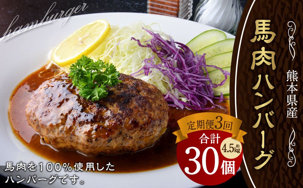 【定期便3回】 馬肉ハンバーグ 約150g×10個 計約4.5kg 馬 熊本 冷凍 小分け【C39Z3】