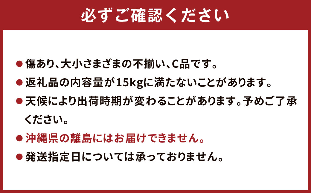 農家の休憩デコ 訳あり（C品 15kg）果物 くだもの フルーツ 柑橘【2025年2月下旬～6月下旬発送】