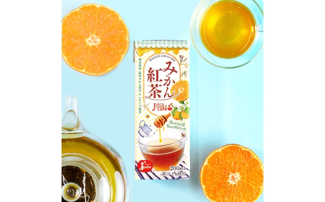 【熊本県産】ジューシー みかん紅茶 1ケース (200ml×24本) 温州みかん 紅茶