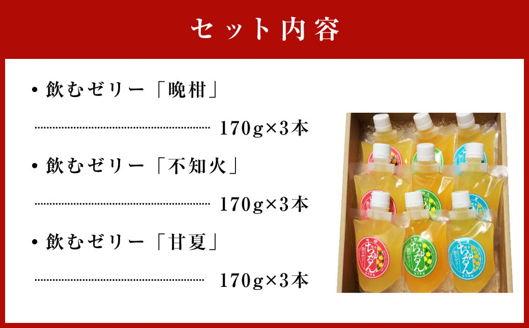 飲む ゼリー （晩柑・不知火・甘夏） 9本入り 3種 柑橘 果物 デザート スイーツ