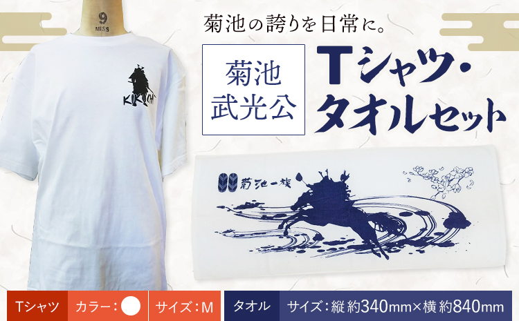 菊池武光公 Tシャツ・タオルセット 白 Mサイズ 株式会社アイエヌ《90日以内に出荷予定(土日祝除く)》熊本県 菊池市 Tシャツ シャツ 半袖 ファッション タオル 菊池一族