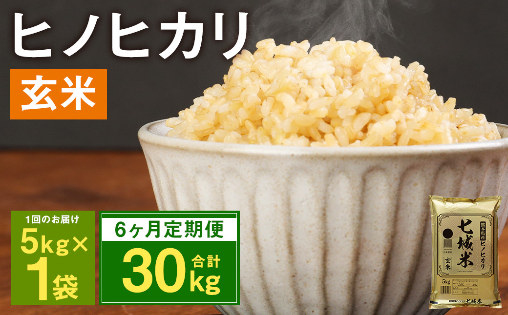 【6ヶ月定期便】熊本県菊池産 ヒノヒカリ 5kg×6回 計30kg 玄米 米 お米